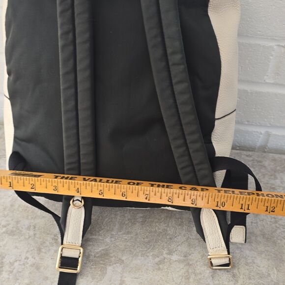Coach Ivory Pebbled Leather Backpack Zipper Accent Gold Hardware